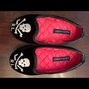 Ralph Lauren Black Velvet Skull Toddler 8.5 Flats